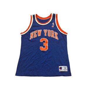 Vintage 90s Champion New York Knicks John Starks #3 Blue NBA Jersey Men's 44